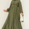 Baby Collar Ankled Cuffed Dress Khaki