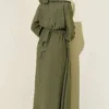 Baby Collar Ankled Cuffed Dress Khaki – Image 3