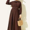 Baby Collar Ankled Cuffed Dress Brown
