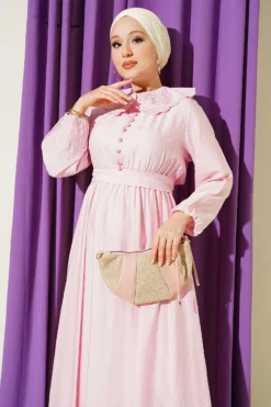 Vista alternativa de Baby Collar Ankled Cuffed Dress Pink