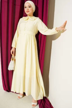 Baby Collar Ankled Cuffed Dress Yellow