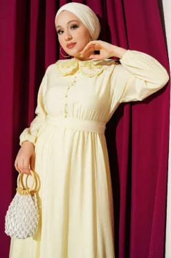 Vista alternativa de Baby Collar Ankled Cuffed Dress Yellow