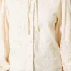 Embroidered Detail Peter Pan Collar Shirt Beige – Bild 4