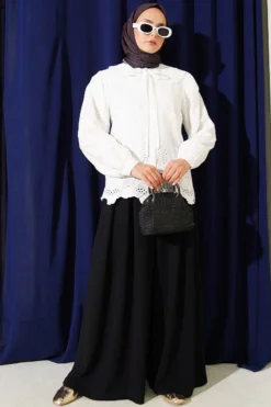 Alternative view of Embroidered Detail Peter Pan Collar Shirt Ecru