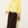 Embroidered Detail Peter Pan Collar Shirt Yellow – Bild 2