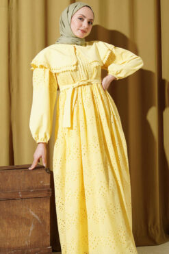 Alternative view of Baby Collar Embroidered Detail Dress Yellow