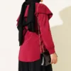 ⁦Button-Up Shirt with Baby Collar Burgundy⁩ - الصورة ⁦3⁩