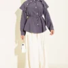 ⁦Button-Up Shirt with Baby Collar Charcoal⁩ - الصورة ⁦2⁩