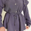 ⁦Button-Up Shirt with Baby Collar Charcoal⁩ - الصورة ⁦4⁩