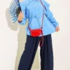 ⁦Button-Up Shirt with Baby Collar Blue⁩ - الصورة ⁦2⁩
