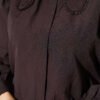 Short Blouse with Baby Collar and Lace Details Dark Brown - Imagen 4