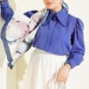 Short Blouse with Baby Collar and Lace Details Violet