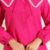 Baby Collar Lace Detail Shirt Fuchsia - Imagen 3