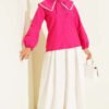 Baby Collar Lace Detail Shirt Fuchsia - Imagen 2