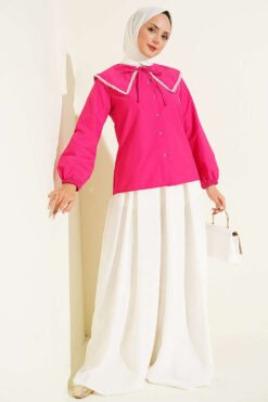 Alternative view of Baby Collar Lace Detail Shirt Fuchsia