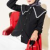 Baby Collar Lace Detail Shirt Black