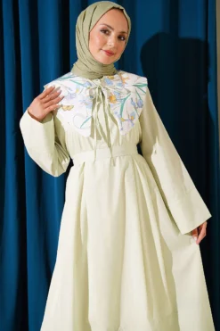 Alternatieve weergave van Belted Dress with Baby Collar and Inner Layer Mint