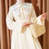 Belted Dress with Baby Collar and Inner Layer Yellow – Bild 2