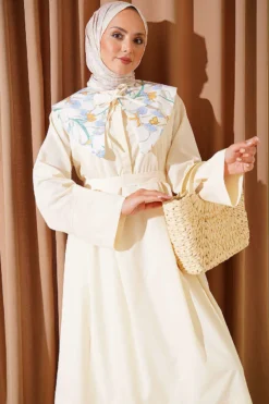 Alternatieve weergave van Belted Dress with Baby Collar and Inner Layer Yellow