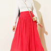 Gathered Waist Detail Hem Edge Skirt Alizarin – Image 2