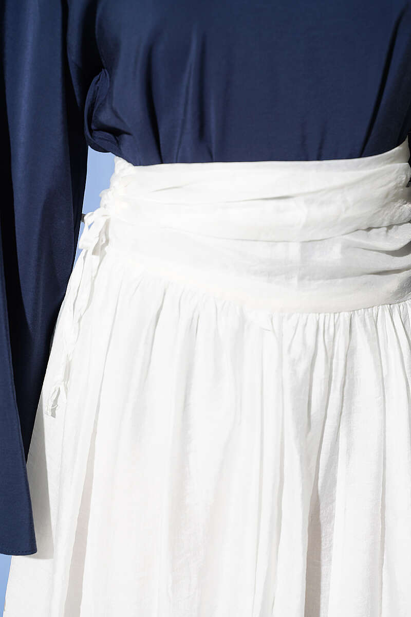 Gathered Waist Detail Hem Edge Skirt White – Bild 4