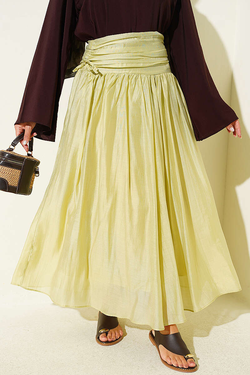 Gathered Waist Detail Hem Edge Skirt Hazel