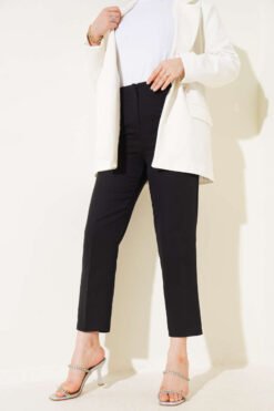 Alternative view of High-Waisted Slim Fit Fabric Trousers Black
