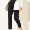 High-Waisted Slim Fit Fabric Trousers Black