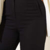 High-Waisted Slim Fit Fabric Trousers Black – Bild 4