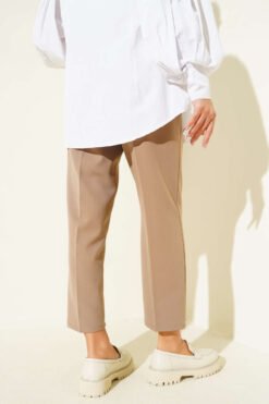 Alternative view of High-Waisted Slim Fit Fabric Trousers Mink