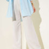 High-Waisted Belted Linen Trousers Beige – Bild 2