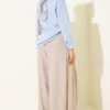 High-Waisted Tie-Belt Wide-Leg Trousers Beige – Image 3