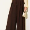 High-Waisted Tie-Belt Wide-Leg Trousers Brown