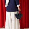 High-Waisted Tie-Belt Wide-Leg Trousers Ecru - Afbeelding 3