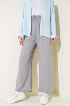 Alternative view of Belt Detail Pleated Trousers Grey
