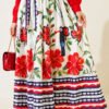 Belted Floral Detail Hem Edge Skirt Ecru – Image 2