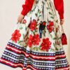 Belted Floral Detail Hem Edge Skirt Ecru – Image 4