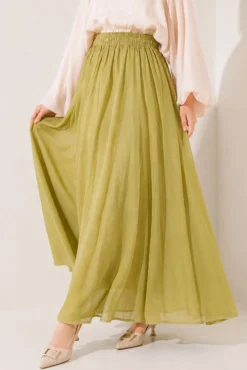 Alternatieve weergave van Basic Flared Skirt with Waistband Detail Greenery