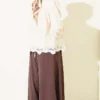 Pants with Hem Edge and Bel Elastic Detail Brown – Image 3