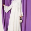 Dress with Belt Detail and Cape Ecru
