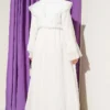 Dress with Belt Detail and Cape Ecru - Imagen 3