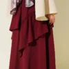 Gathered Hem Edge Skirt with Elastic Waistband Burgundy - immagine 3