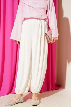 Belted Ankle-Tied Trousers Ecru