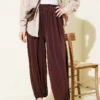 Belted Ankle-Tied Trousers Brown