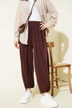 Belted Ankle-Tied Trousers Brown