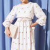 Pineapple Patterned Dress with Elastic Waistband and Striped Design Yellow - Imagen 2