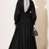 Belted Vertical Pleated Dress Black - Afbeelding 4