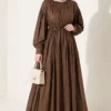 Belted Vertical Pleated Dress Mink