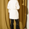 Button-Up Fuzzy Knit Cardigan with Elastic Waistband Ecru - Image 3