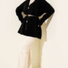 Button-Up Fuzzy Knit Cardigan with Elastic Waistband Black - immagine 2